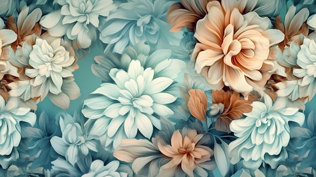 Fantasy chic vintage wallpaper of abstract blooms flower Generative AI