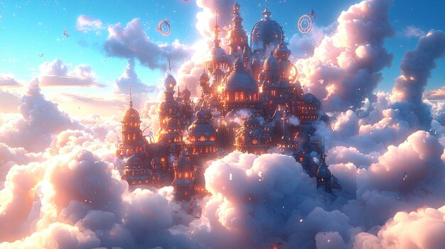 Photo fantasy city in the clouds