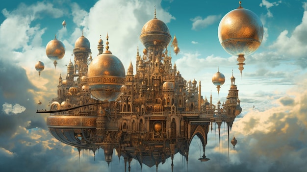 A fantasy city in the sky