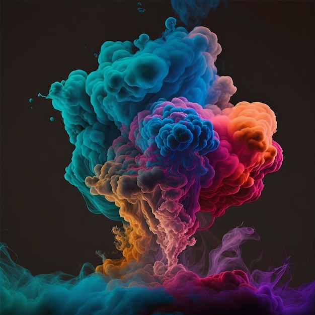 Fantasy colored smoke fog and clouds on black Generative AI