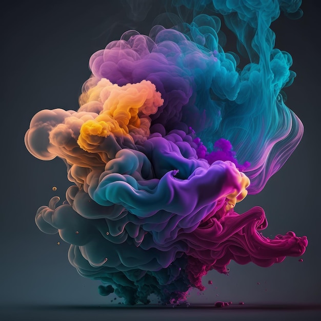 Fantasy colored smoke fog and clouds on black Generative AI