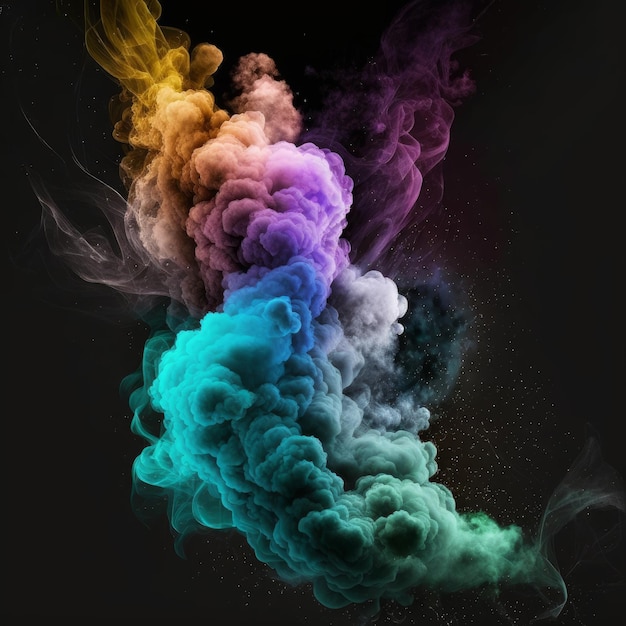 Fantasy colored smoke fog and clouds on black Generative AI