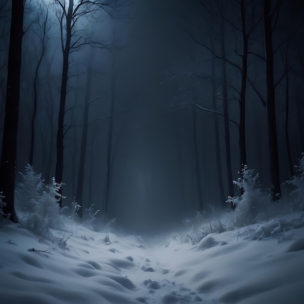 Fantasy concept showing winter forest digital art style painting