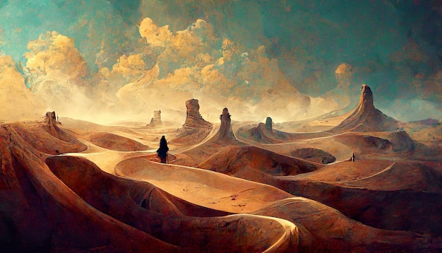 Fantasy desert concept art illustration