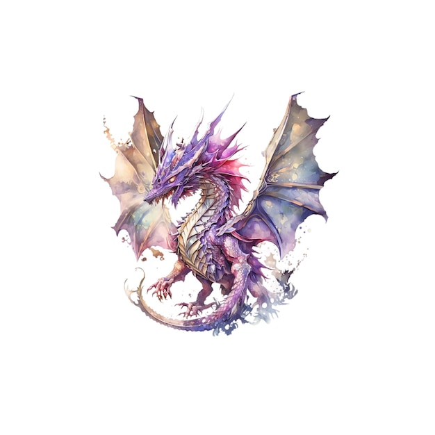 Fantasy diamond dragon watercolor 55