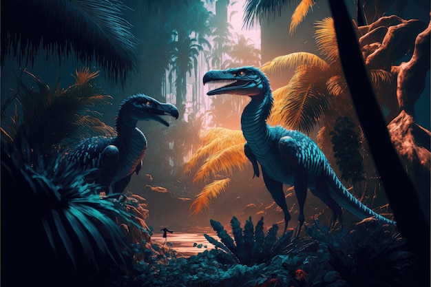 Fantasy in dinosaur or predator in the deep jungle scenery