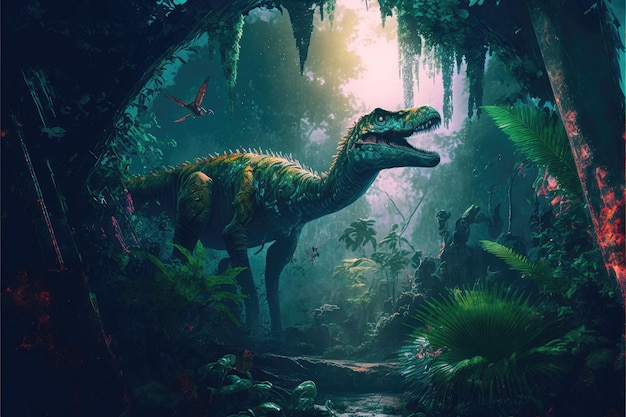 Fantasy in dinosaur or predator in the deep jungle scenery