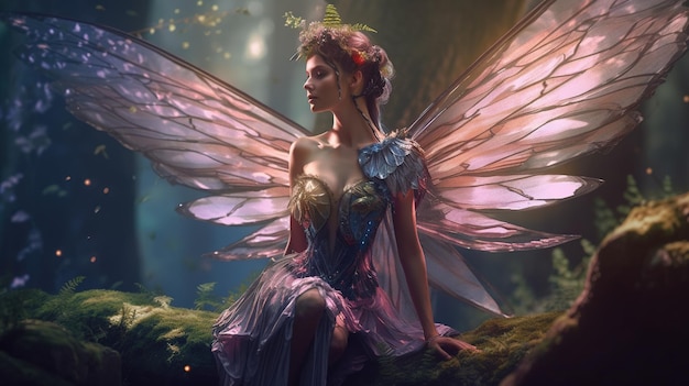 Fantasy fairy digital art illustration Generative AI