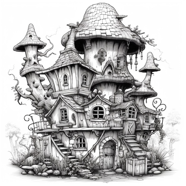 Fantasy Fairy Homes coloring page by TheChamp