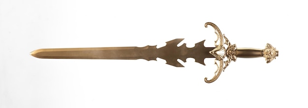 fantasy golden sword isolated on white background