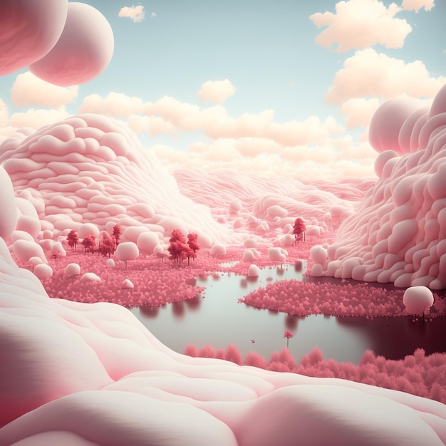 fantasy illustration of a Fluffy mushroom forest Generative AI