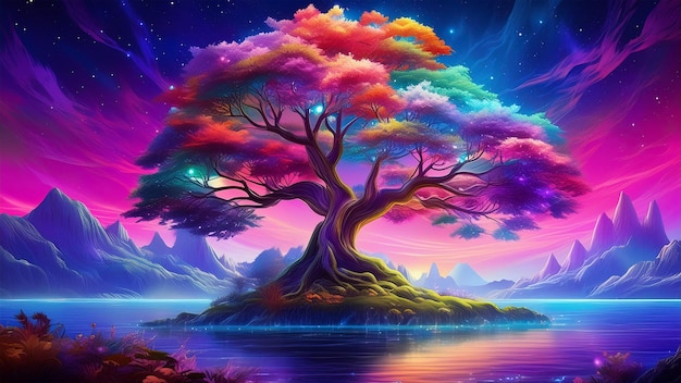 Fantasy illustration of magical tree