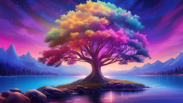 Fantasy illustration of magical tree