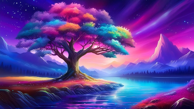 Fantasy illustration of magical tree