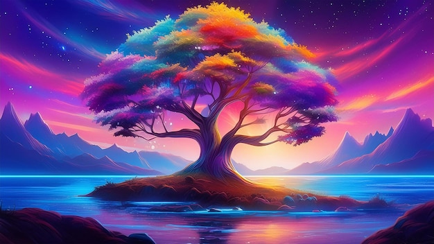 Fantasy illustration of magical tree