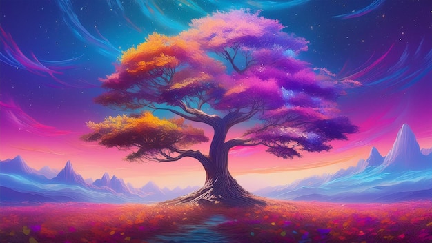 Fantasy illustration of magical tree