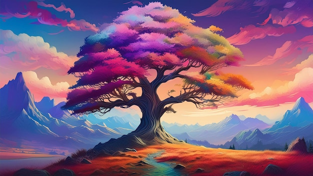 Fantasy illustration of magical tree