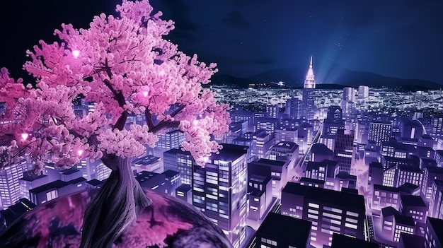 Fantasy Japanese night view city cityscape neon