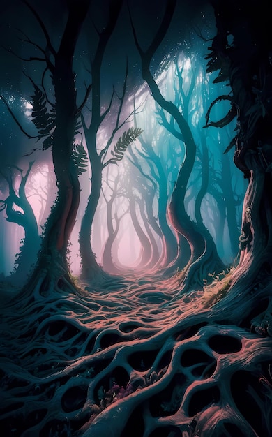 Fantasy landscape forest illustration background digital art jungle artwork environment nature