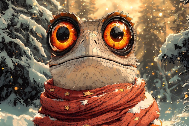 Fantasy Lizard in Winter Wonderland