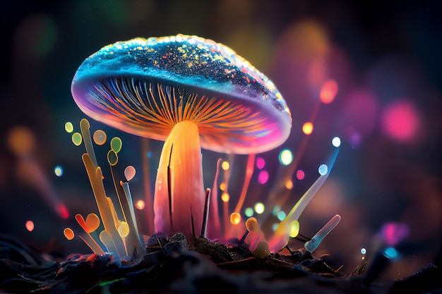 Fantasy magic luminous mushroom