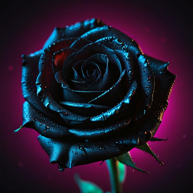 Fantasy magical dark background with magical black rose