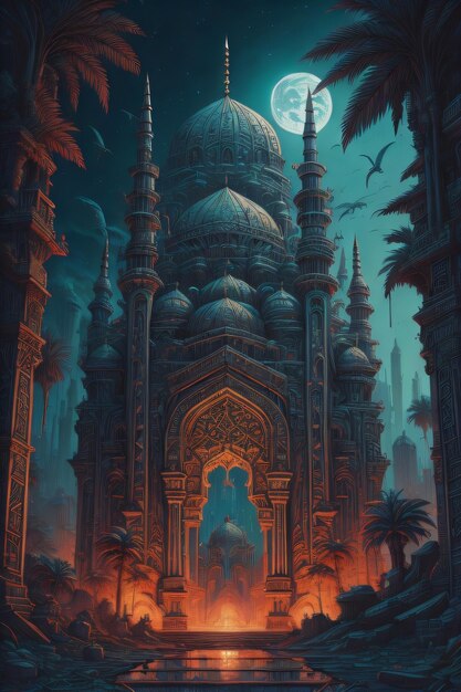 fantasy mosque islamic eid mubarak