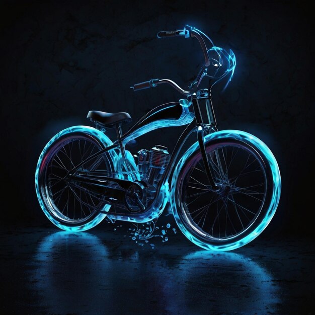 Fantasy motorbike adorned with neon lights A futuristic motorbike on the neon light Electric Motor