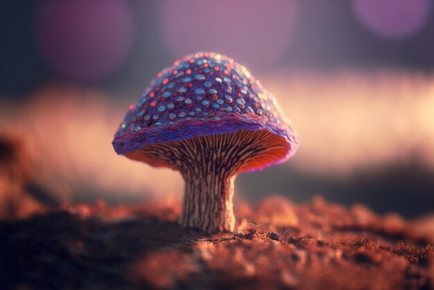 Fantasy mushroom from the alien planet with strange shape Scifi or fairytale fungus Generated AI