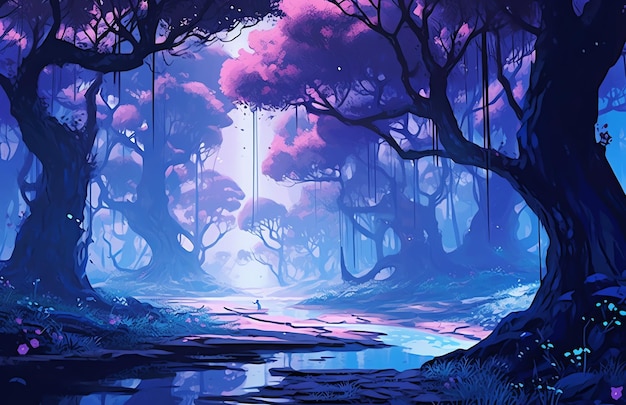 fantasy and mystical game background forest wallpaper at night