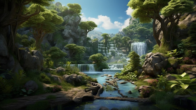 Fantasy natural environment Fantasy landscape Illustration of a colorful scene