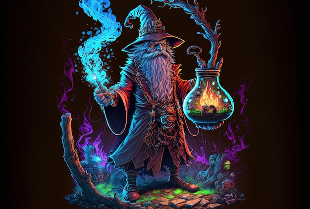 Fantasy picture with a creepy wizard