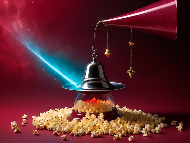 Fantasy popcorn machine with popcorn