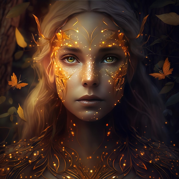 Fantasy portrait digital illustration of a woman