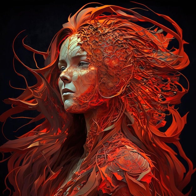 Fantasy portrait digital illustration of a woman