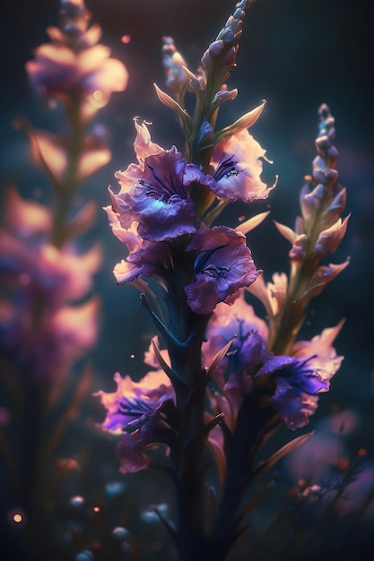 Fantasy purple flowers close up