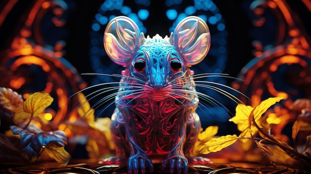 Photo fantasy a rat in a neon light ai generated art