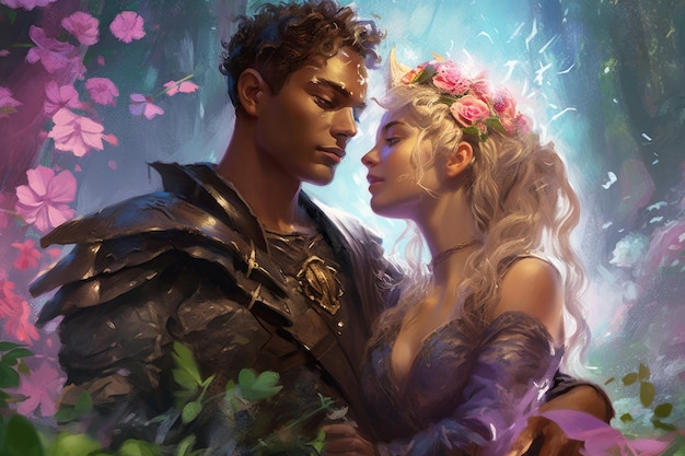 Fantasy romance novel couple Generate Ai