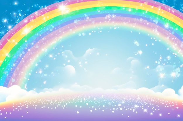 Fantasy sky rainbow Fairy skies rainbows colors magic landscape and dream sky Generate Ai