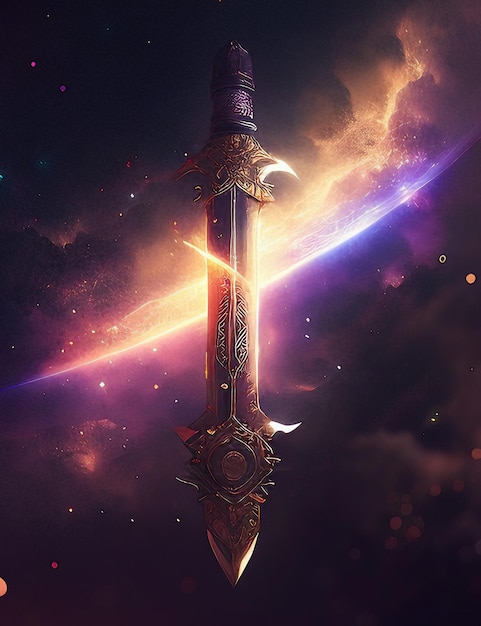 fantasy sword nebula galaxy universe