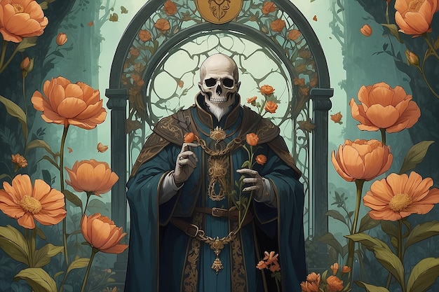 Fantasy Tarot Card Pappy Flowers Symbolism Concept Art