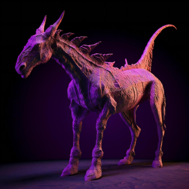 A fantasy unicorn on a dark purple background