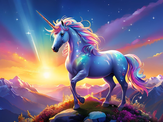 fantasy unicorn with magic unicorn and stars fantasy fairy tale fantastic fantasy landscape