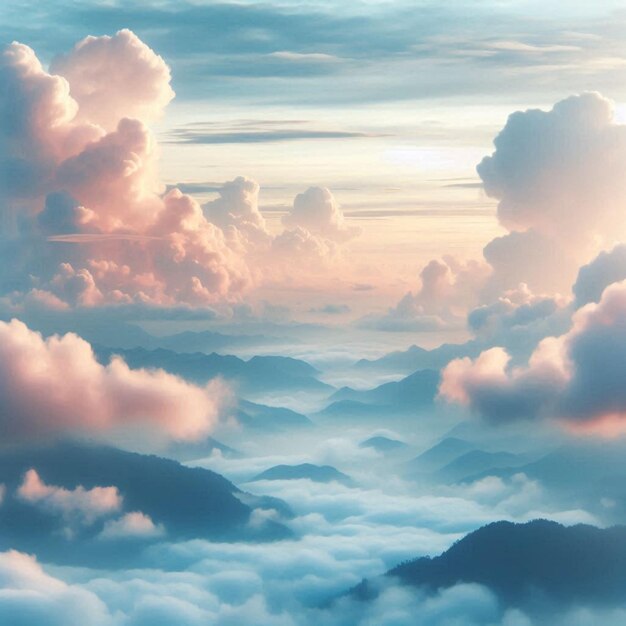 Photo fantasy view of clouds from the air and reflection of the horizon