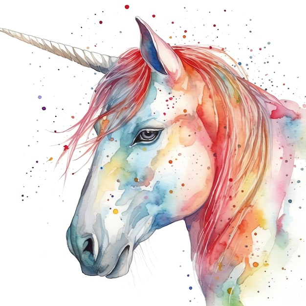 Fantasy watercolor unicorn illustration