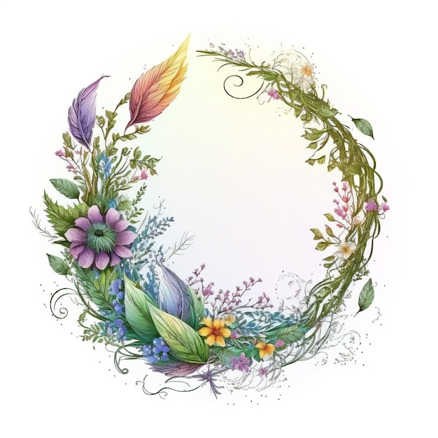 Fantasy Wild Flower Wreath Logo