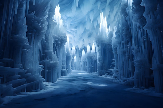 Fantasy winter scene with ice cave