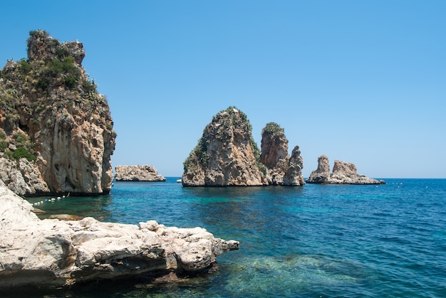 Faraglioni and Tonnara at Scopello, Sicily, Italy