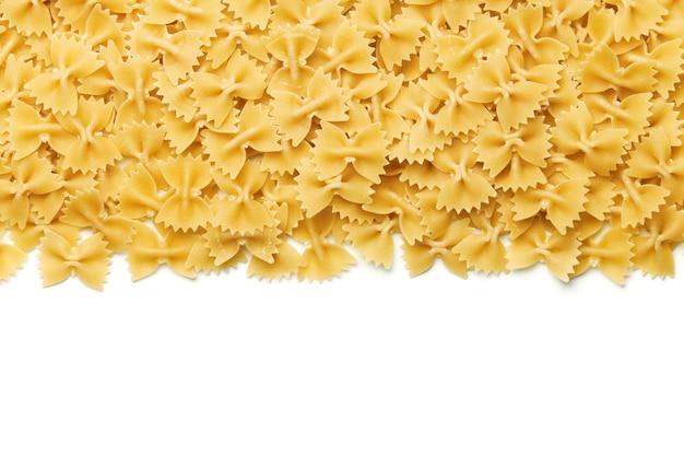 Farfalle pasta italian food isolated on white background space for text