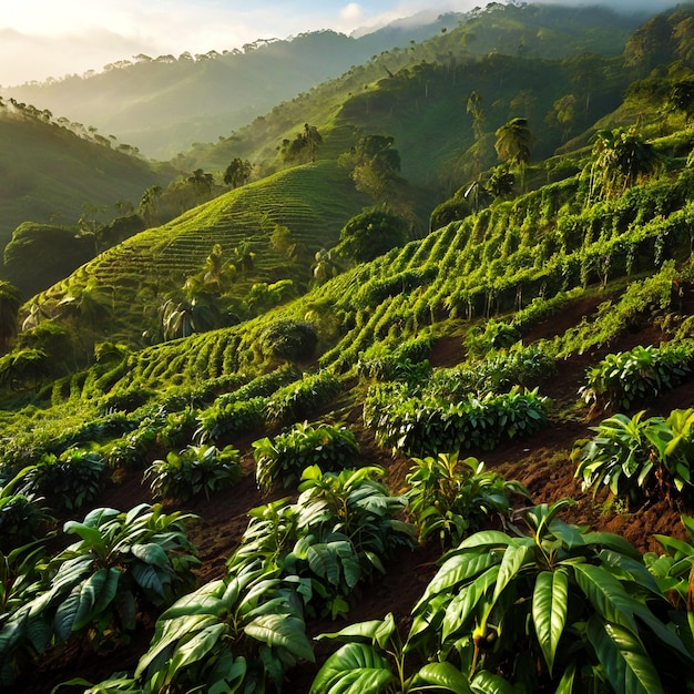 Photo a farm on a hill with a mountain in the background